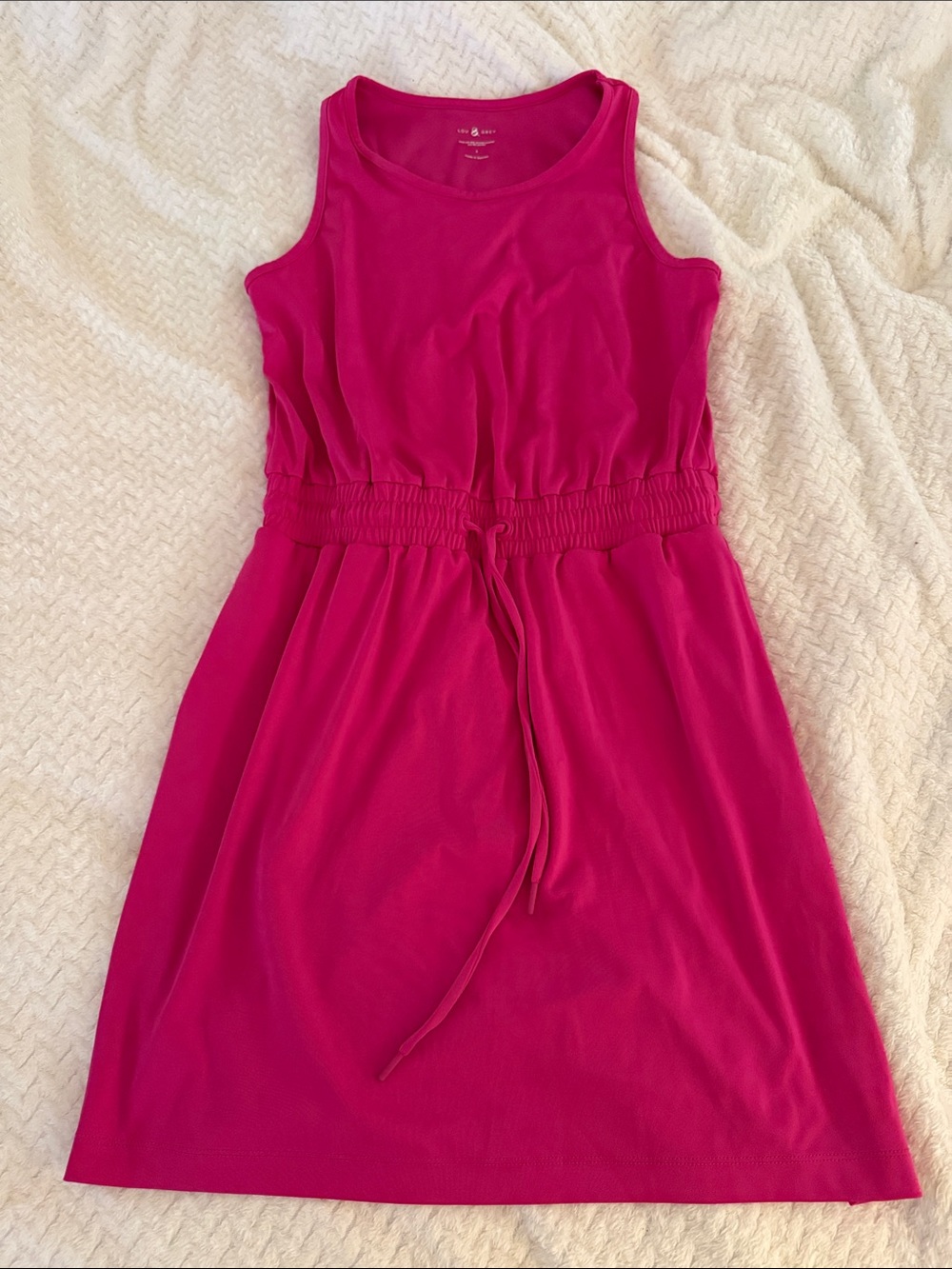 Lou & Grey Sleeveless Drawstring Waist Dress in Fuchsia